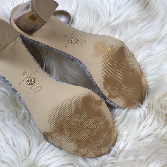 Ann Taylor Snakeskin Leather Strappy Block Heels - Picture 5 of 8